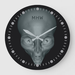 Horloges murales UFO Alien avec monogramme personn