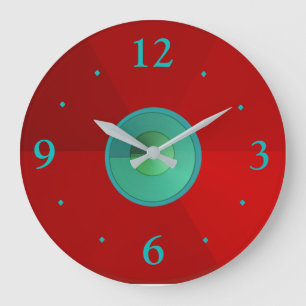 Horloges unies rouges avec centre aqua/vert/bleu
