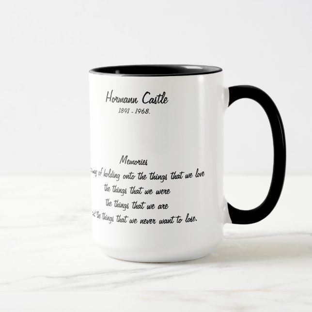 Hormann Schloss-Tasse mit Erinnerungens-Gedicht Tasse (Rechts)
