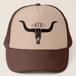 Horn-Schädel-Fernlastfahrer-Hut Austins Texas Truckerkappe