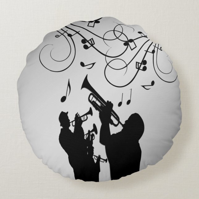 Horn Section Music Design Rundes Kissen (Rückseite)