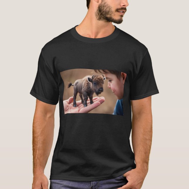 Hornbill on hand Watching Child - Einzigartiges T- T-Shirt (Vorderseite)