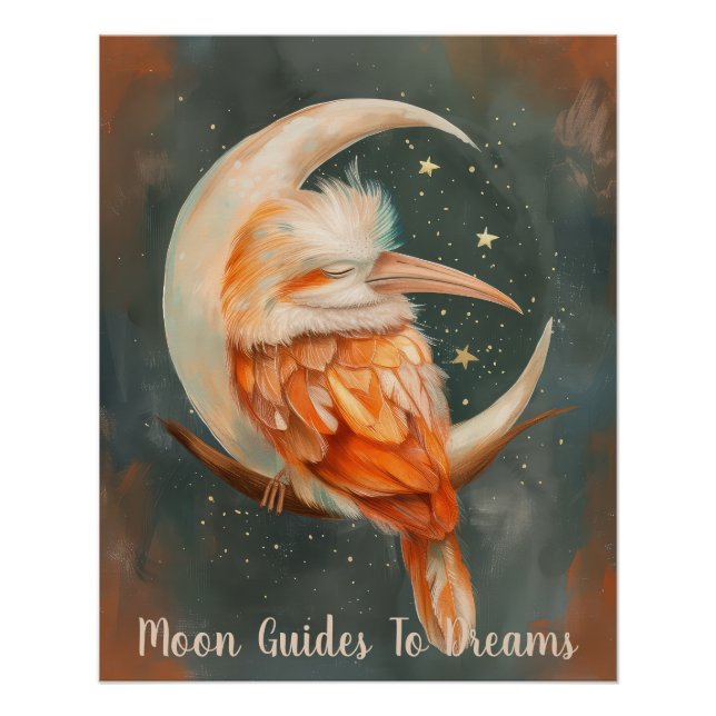 Hornbill-Vogelbaby auf dem Mond Poster (Vorderseite)