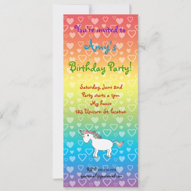 Hörnchen Einhorn am Regenbogengeburtstag Einladung (Vorderseite)