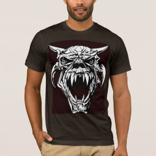 Hörndämonen-Monster-Schädel Dark Fantasy Vektor Gr T-Shirt