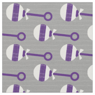 Horned Frog Lila Kariertes Baby Rattle on Gray Stoff