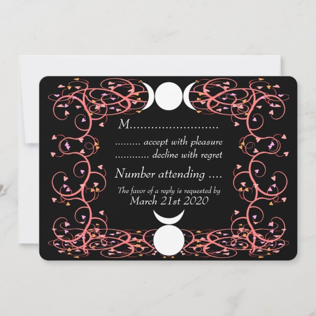 Horned God & Triple Goddess Wiccan Wedding RSVP Einladung (Vorderseite)