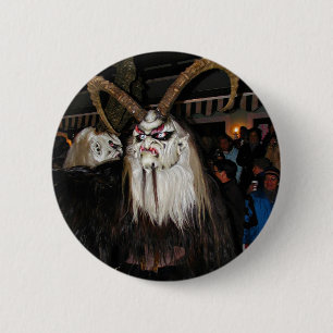 Horned Japanese Devil Mask Button