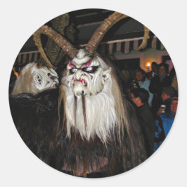 Horned Japanese Devil Mask Runder Aufkleber