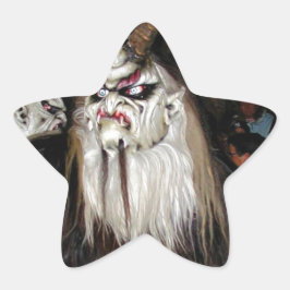 Horned Japanese Devil Mask Stern-Aufkleber