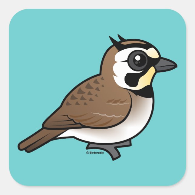 Horned Lark Quadratischer Aufkleber (Vorderseite)