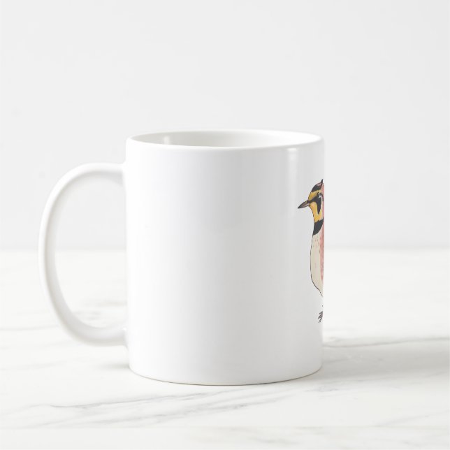 Horned Lark Vogelart Aquarellkunst Kaffeetasse (Links)