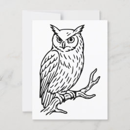 Horned Owl auf Branch Line Art Postkarte