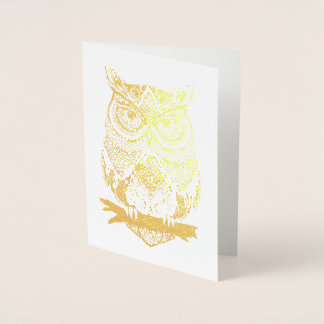 Horned Owl Gold Foil Blank Grußkarte Folienkarte