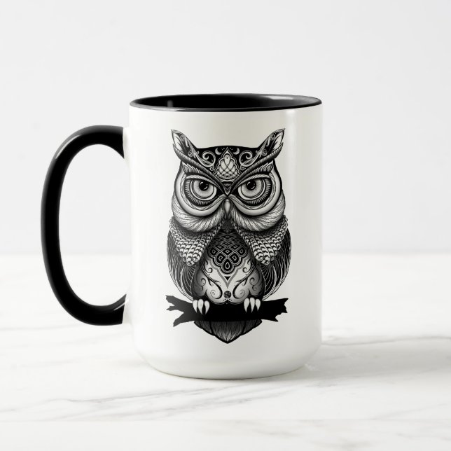 Horned Owl Grafische Tasse (Links)