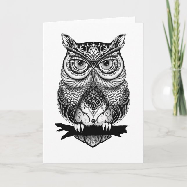 Horned Owl leere Grußkarte Karte (Vorderseite)