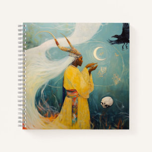 Horned Priestess Moon Occult Dark Hexy AI Art Notizbuch