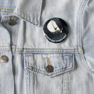 Horned Puffin Foto Earth Day Button