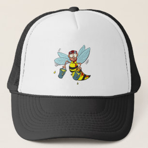 Hornet Wespe Biene mit zwei Eimern Honig Truckerkappe