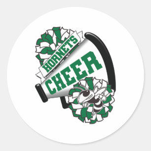 Hornets Cheer Zurück zur Schule Cheerleading-Geist Runder Aufkleber