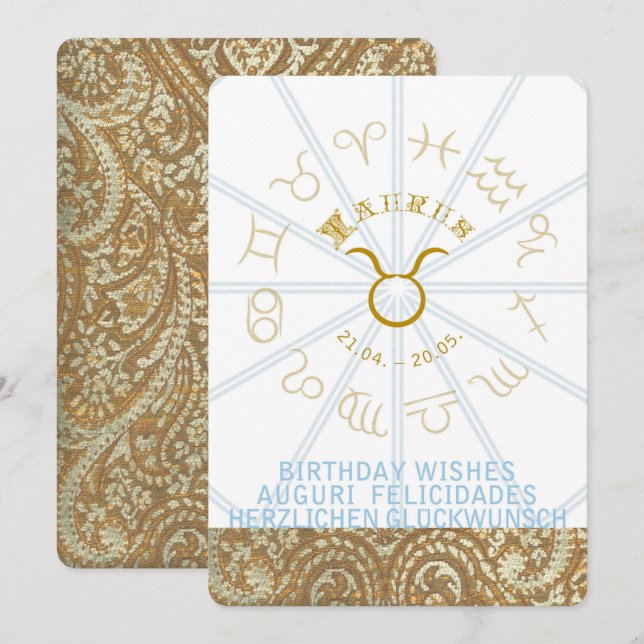 HOROSCOPE ~ Birthday Invite - Taurus Einladung (Vorne/Hinten)