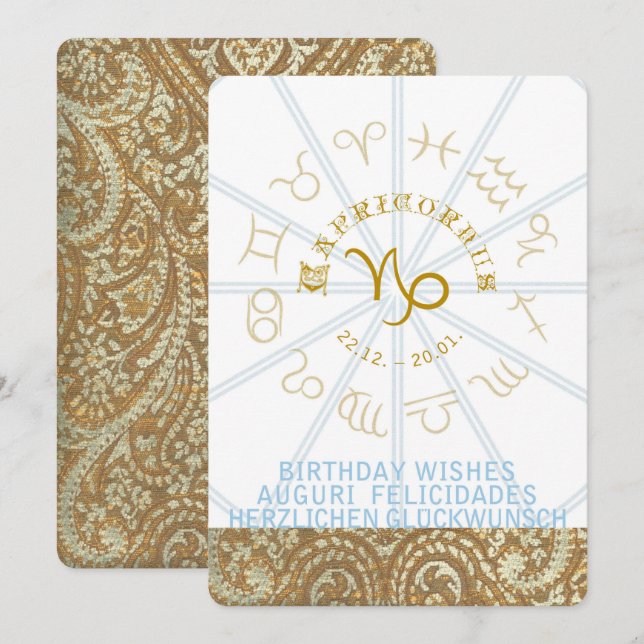 HOROSCOPE ~ Invitation d'anniversaire - Capricornu (Devant / Derrière)