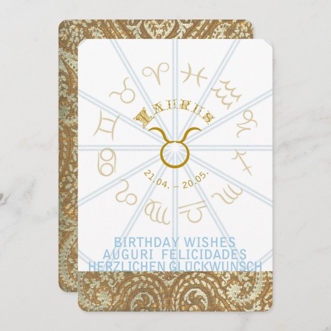 HOROSCOPE ~ Invitation d'anniversaire - Taurus (Devant / Derrière)
