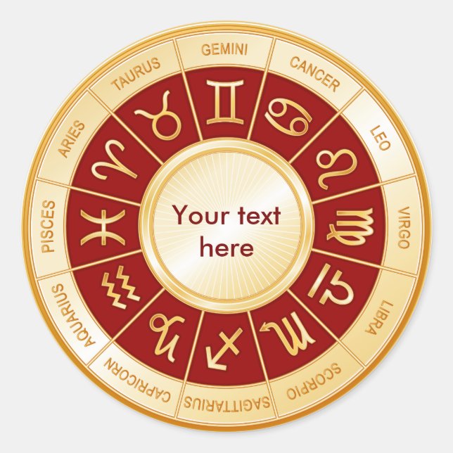 Horoscope Mandala Runder Aufkleber (Vorderseite)