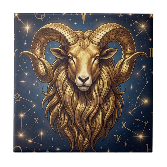Horoscope Sign Aries | Astrology Art Fliese (Vorderseite)