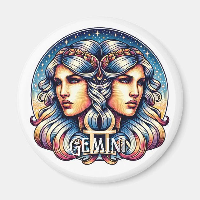 Horoscope Sign Gemini | Twins Astrologie-Zeichen Magnet (Vorne)