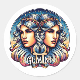 Horoscope Sign Gemini | Twins Astrologie-Zeichen Runder Aufkleber