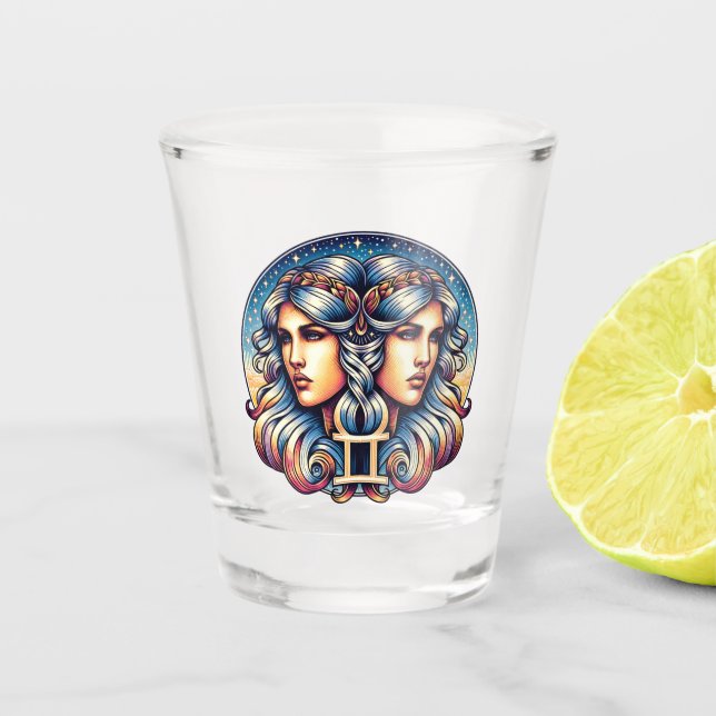 Horoscope Sign Gemini | Twins Astrologie-Zeichen Schnapsglas (Vorderseite)