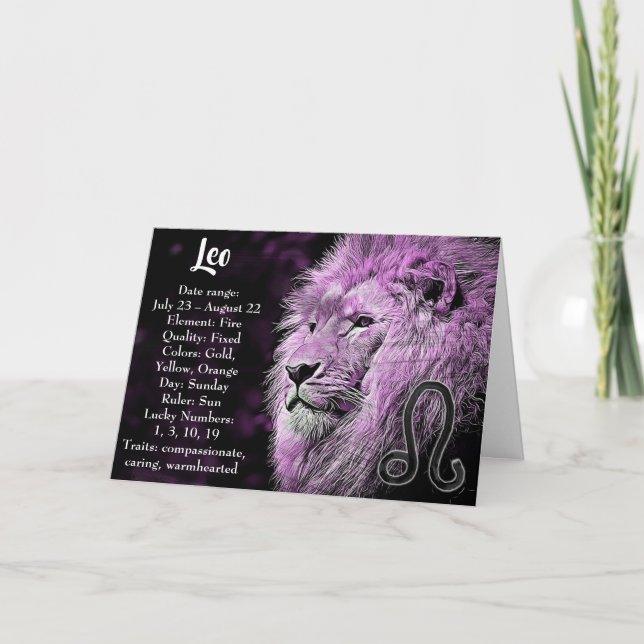 Horoscope Sign Leo Happy Birthday Karte (Vorderseite)