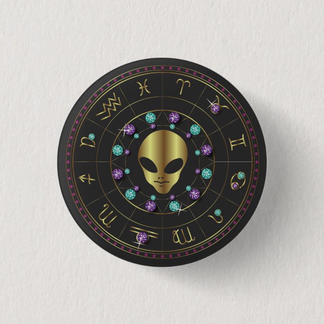 Horoscope Zodiac Alien Button (Vorderseite)