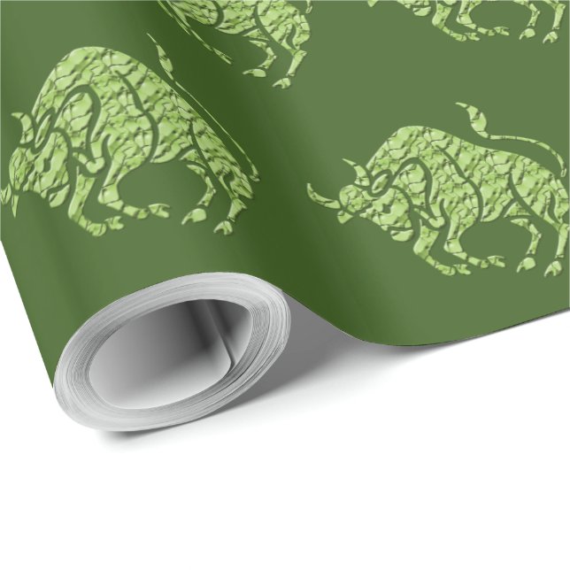 Horoscope Zodiac Muster Green Star Sign Taurus Geschenkpapier (Rolleneckpunkt)