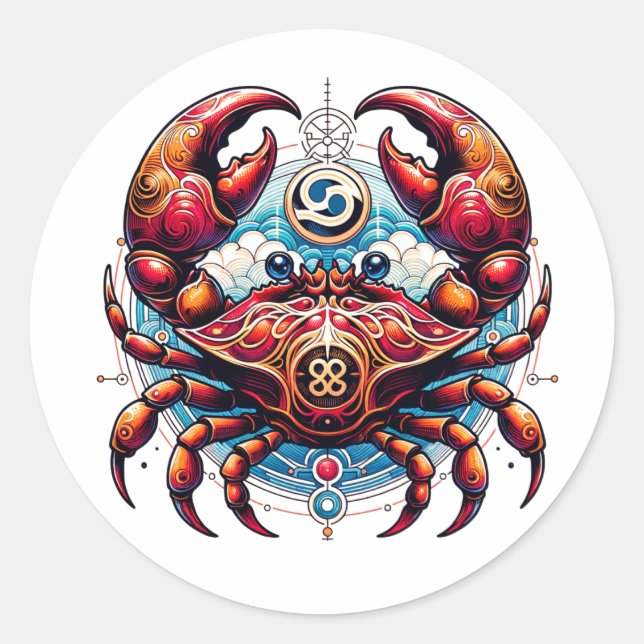 Horoskop Astrologisches Zeichen für Krebs im Krebs Runder Aufkleber (Vorderseite)