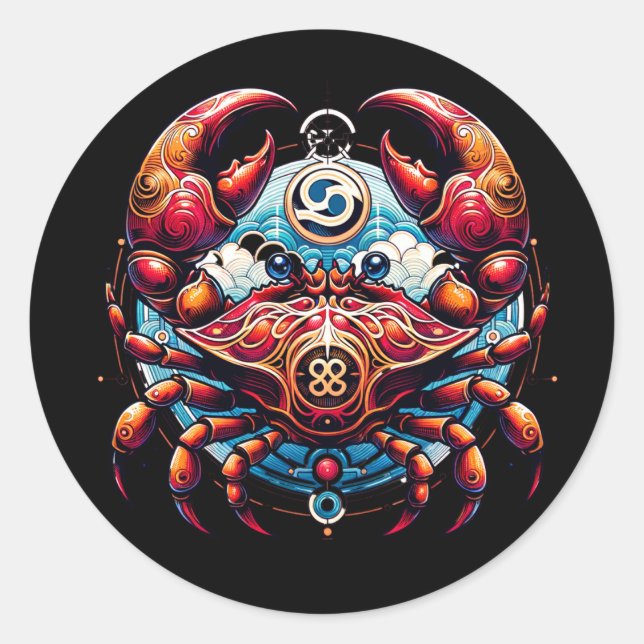 Horoskop Astrologisches Zeichen für Krebs im Krebs Runder Aufkleber (Vorderseite)