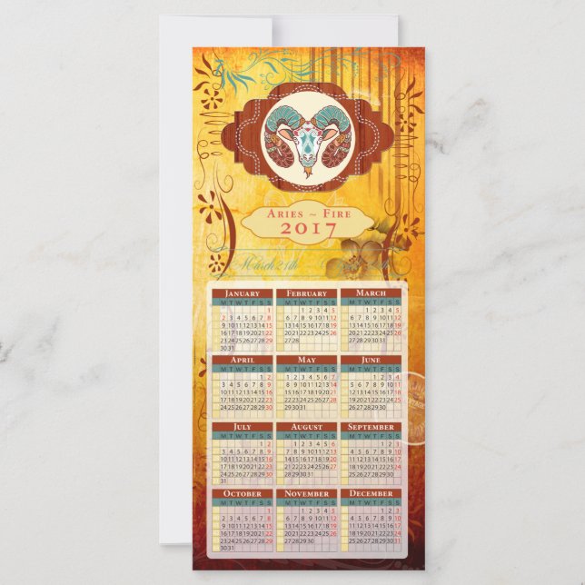 Horoskop-Kalender-Karte 2017 ~ Äries (Vorderseite)