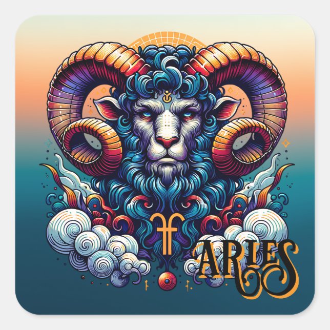Horoskop | Mystical Ran Quadratischer Aufkleber (Vorderseite)