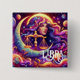 Horoskop Sign Libra Zodiac Ethereal Mystische Kuns Button