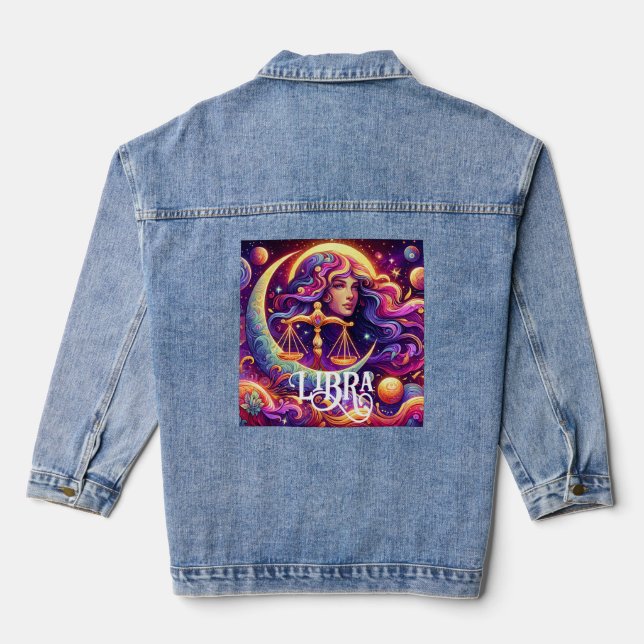 Horoskop Sign Libra Zodiac Ethereal Mystische Kuns Jeansjacke (Rückseite)