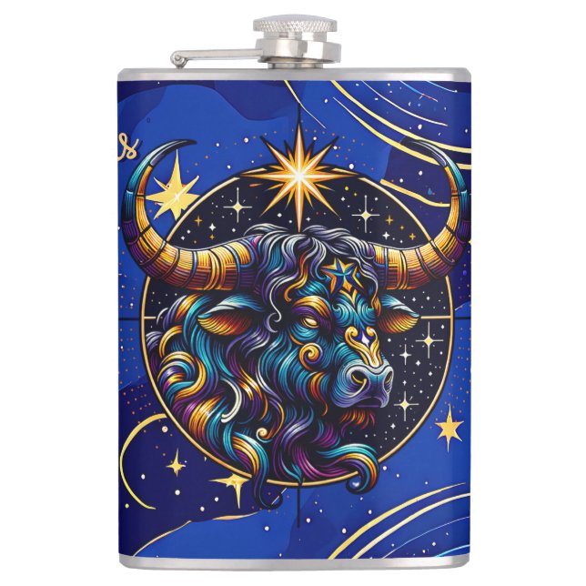 Horoskop Signatur Taurus Zodiac Astrologie Flachmann (Vorderseite)
