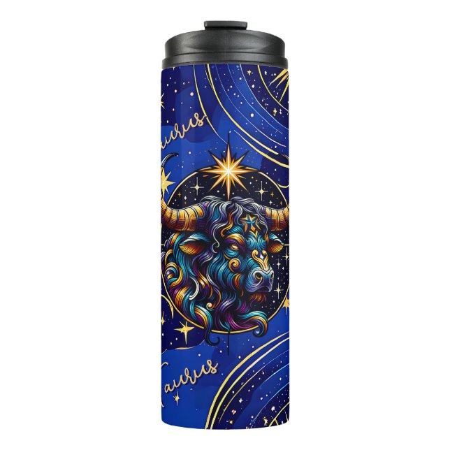 Horoskop Signatur Taurus Zodiac Astrologie Thermosbecher (Vorderseite)