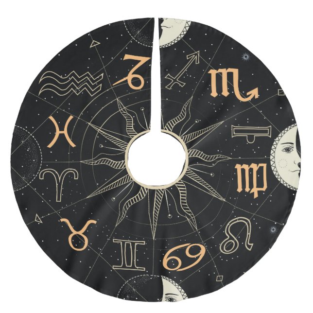 Horoskop, Sternzeichen, Vintag. Polyester Weihnachtsbaumdecke (Vorderseite)