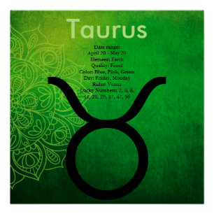 Horoskop-Tierkreis-Astrologie-Zeichen-Stier-Plakat Poster