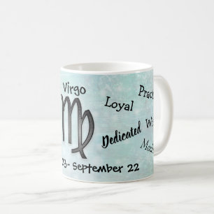 Horoskop Virgo Zeichenzüge Schwarz und Weiß Kaffeetasse