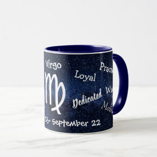 Horoskop Virgo Zeichenzüge Schwarz und Weiß Tasse