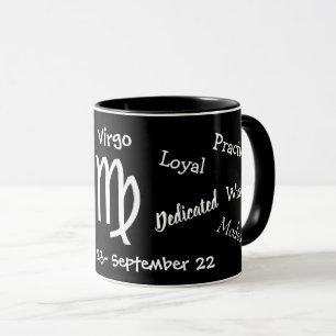 Horoskop Virgo Zeichenzüge Schwarz und Weiß Tasse