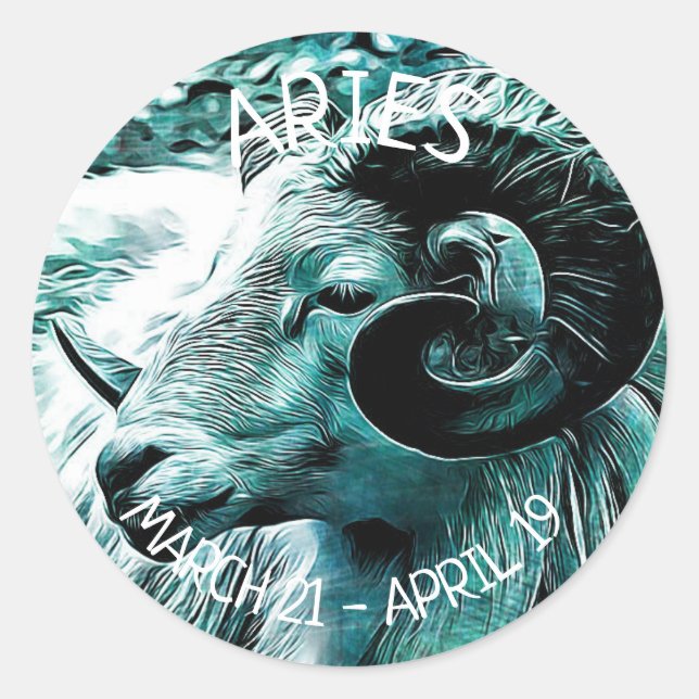 Horoskop-Zeichen Aries Runder Aufkleber (Vorderseite)