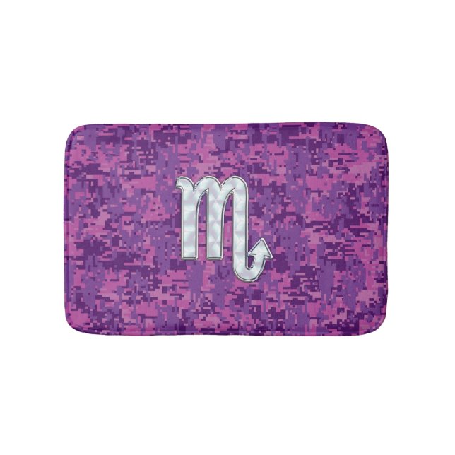 Horoskop-Zeichen auf rosa digitale Camouflage Badematte (Vorderseite)